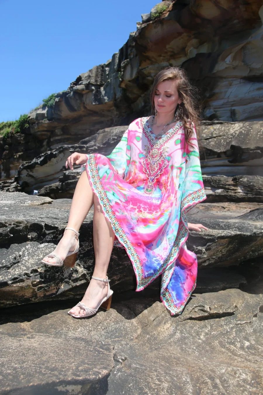 Monet multi colour short kaftan