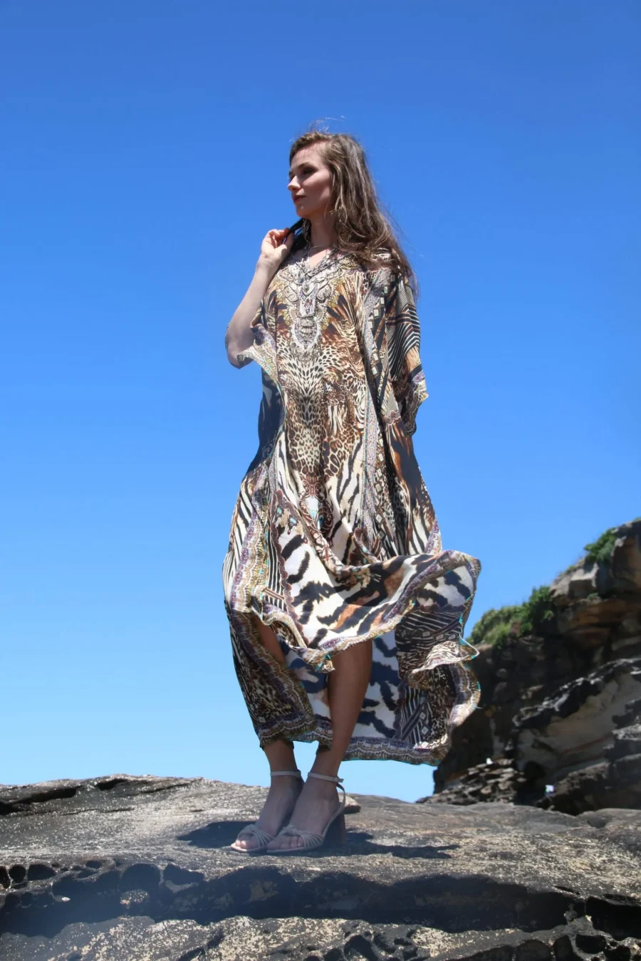 Cheetah brown long kaftan