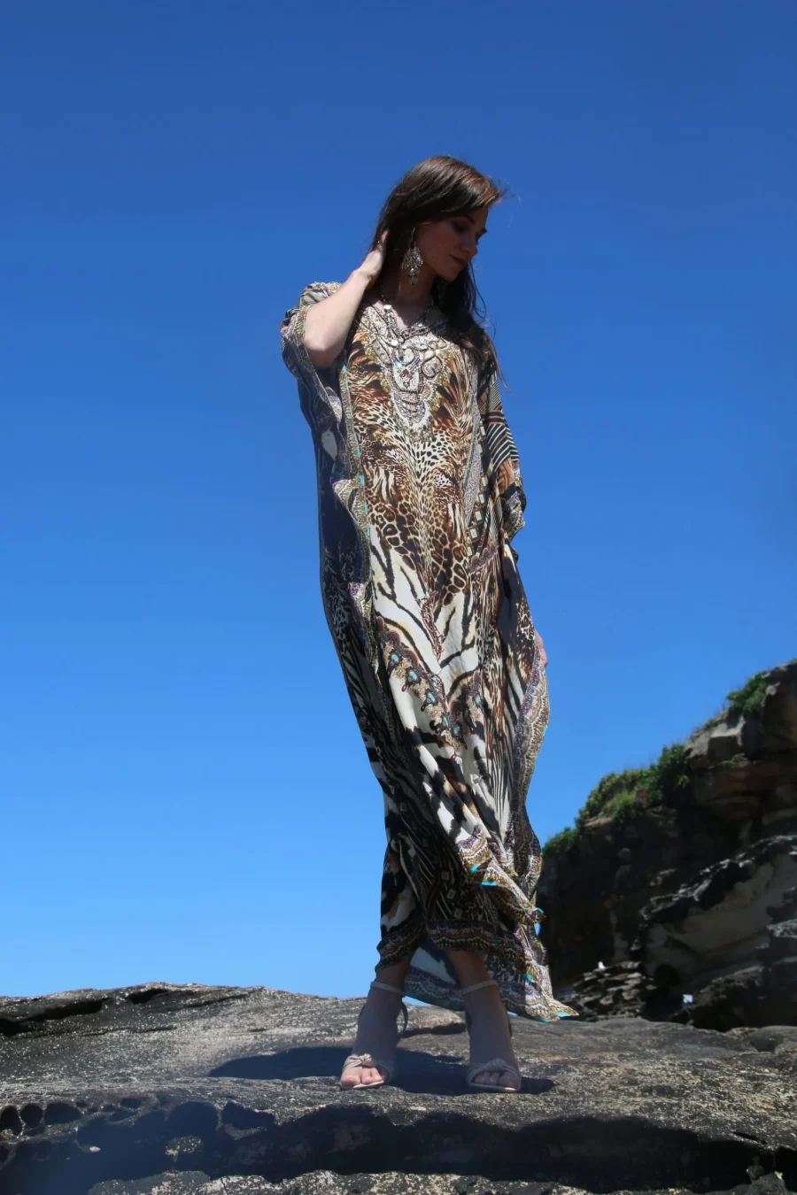 Cheetah brown long kaftan