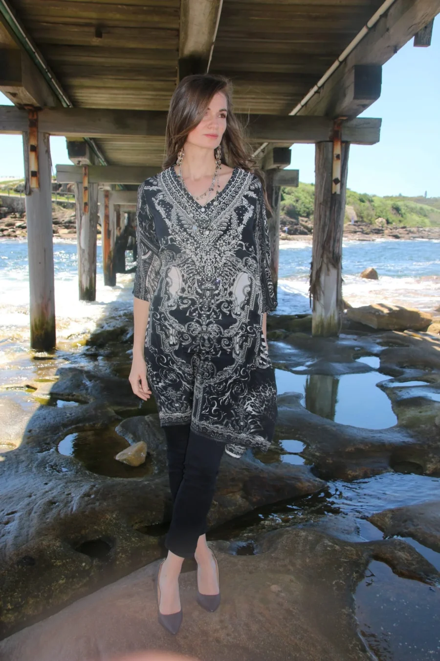 Adel black tunic dress