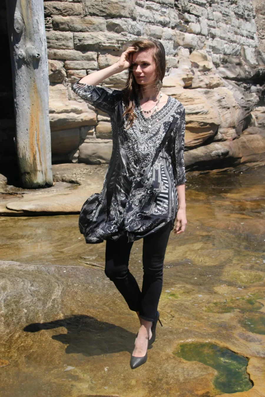 Adel black tunic dress