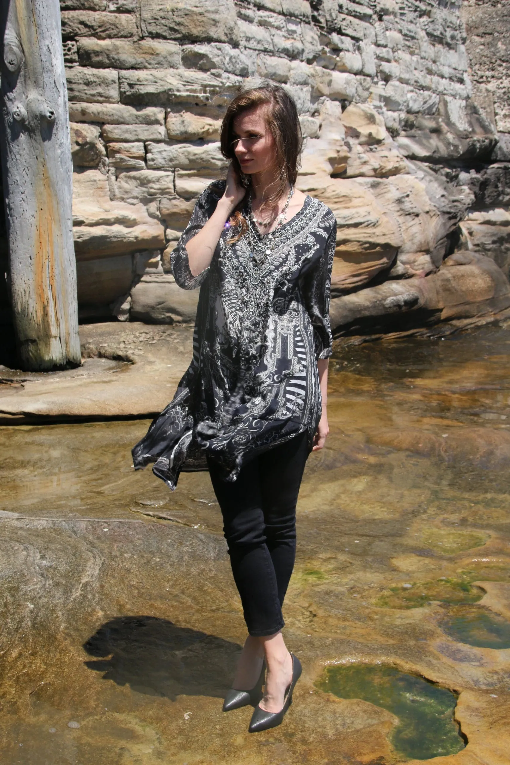 Adel black tunic dress