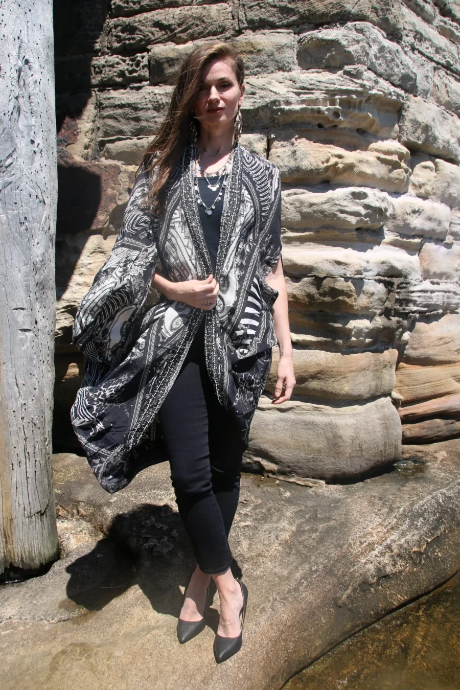 adel black long cape