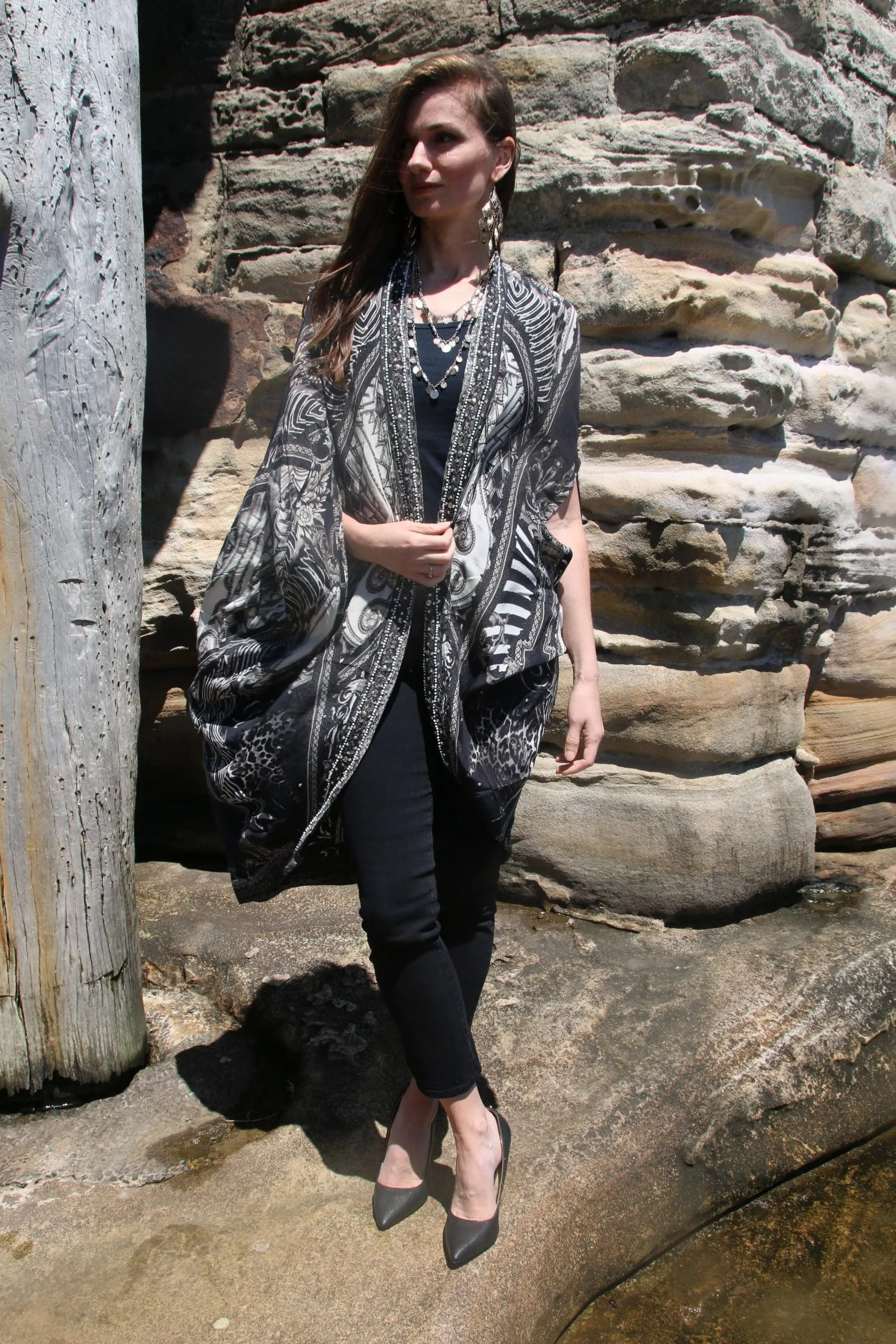 adel black long cape