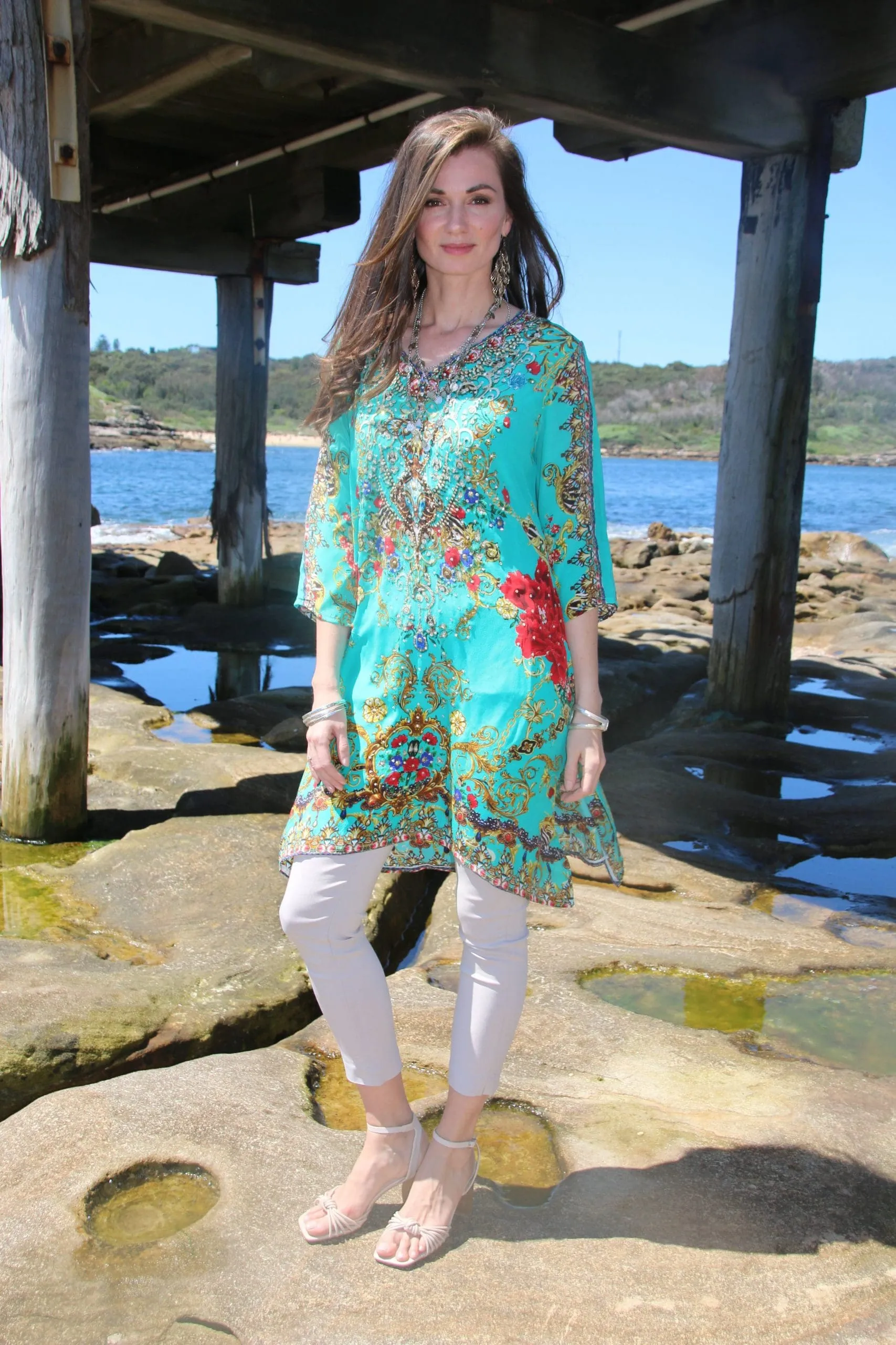 raisin aqua tunic dress