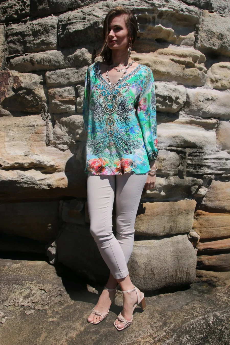 Tegan green gypsy top