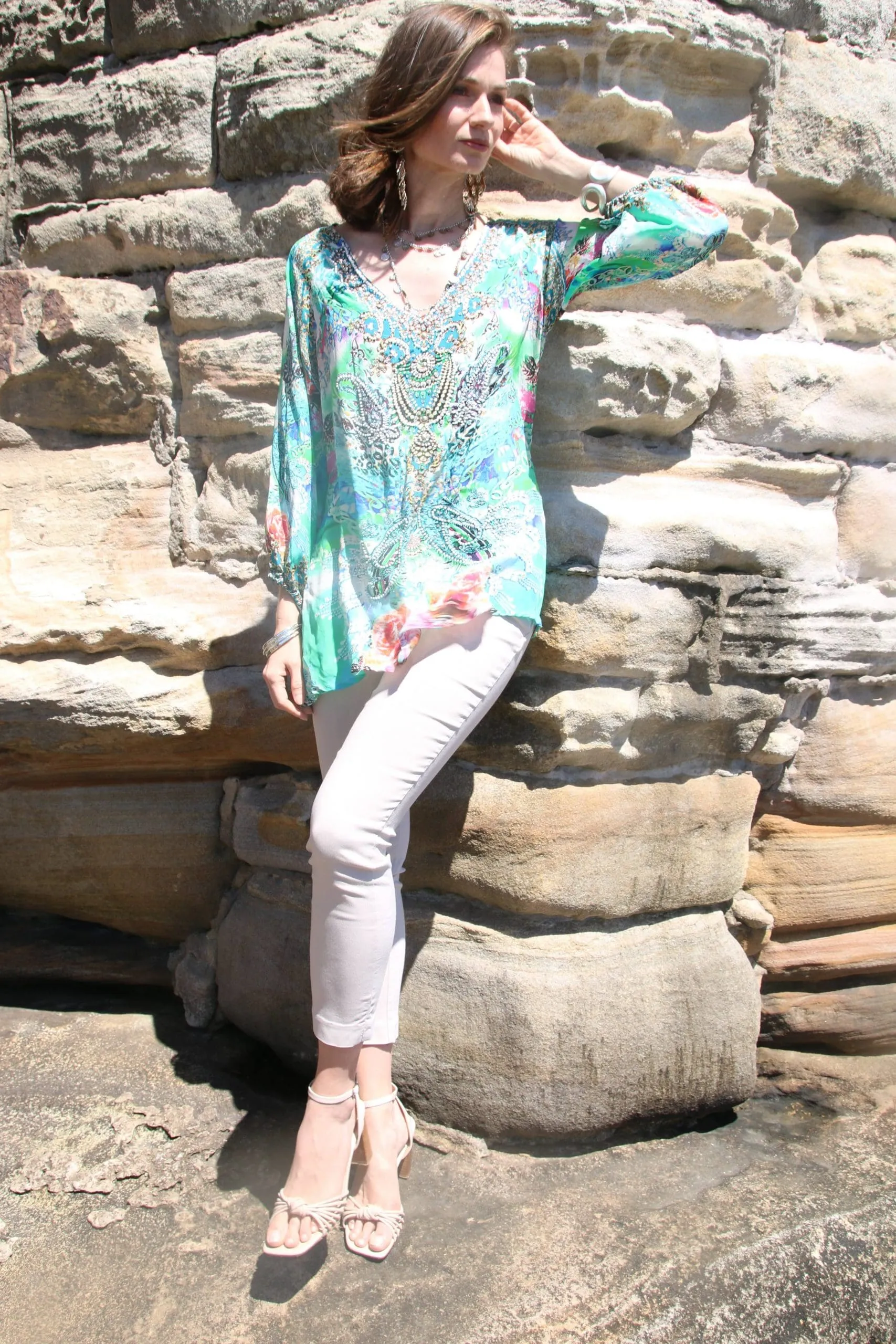 Tegan green gypsy top