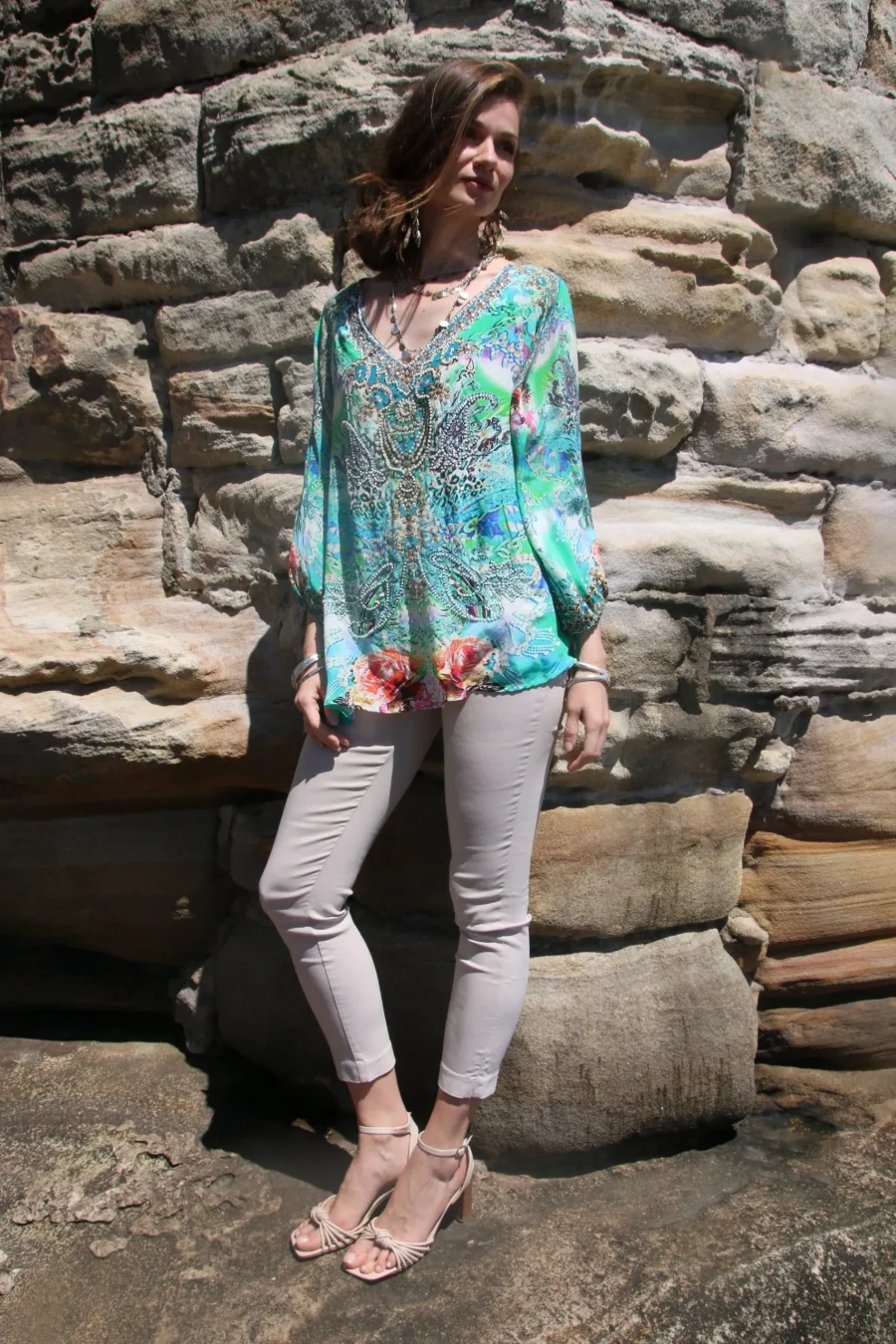 Tegan green gypsy top