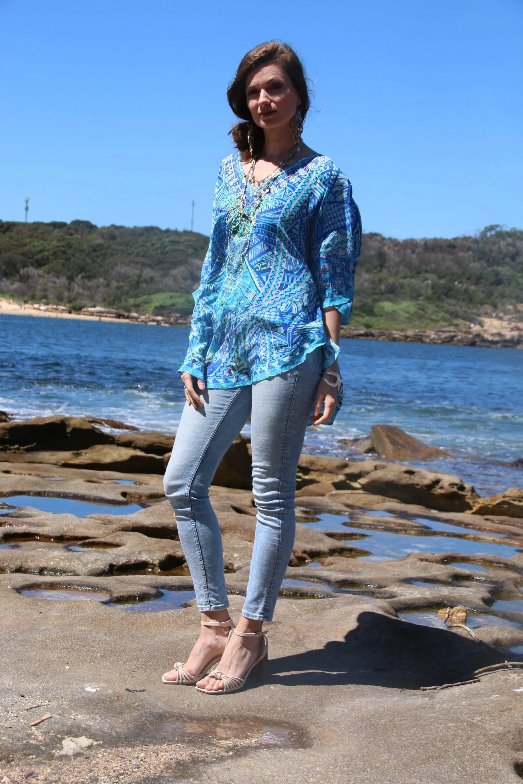 Emen Blue Butterfly kaftan