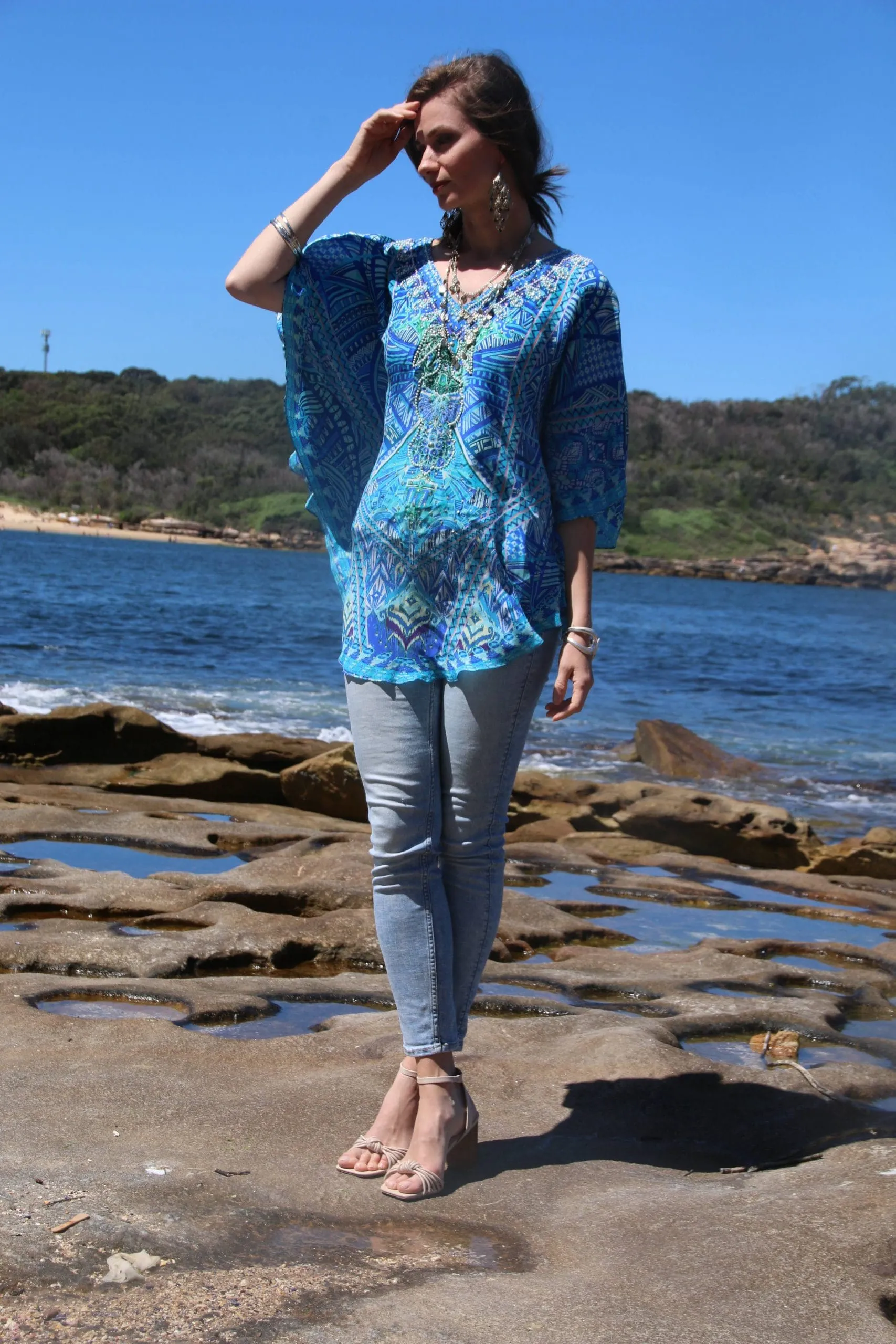 Emen Blue Butterfly kaftan