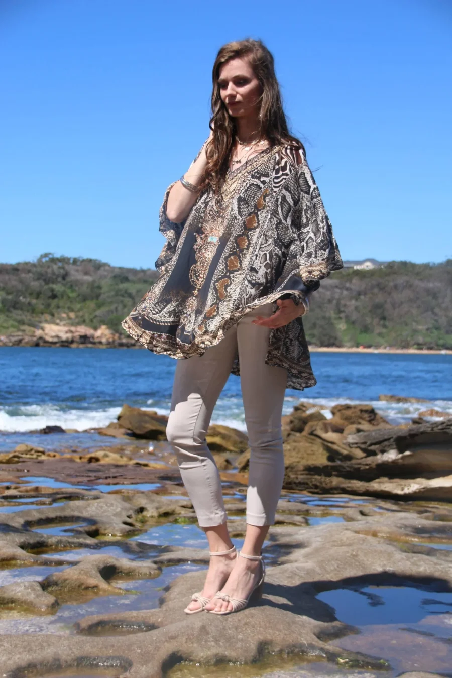 cobra brown butterfly kaftan