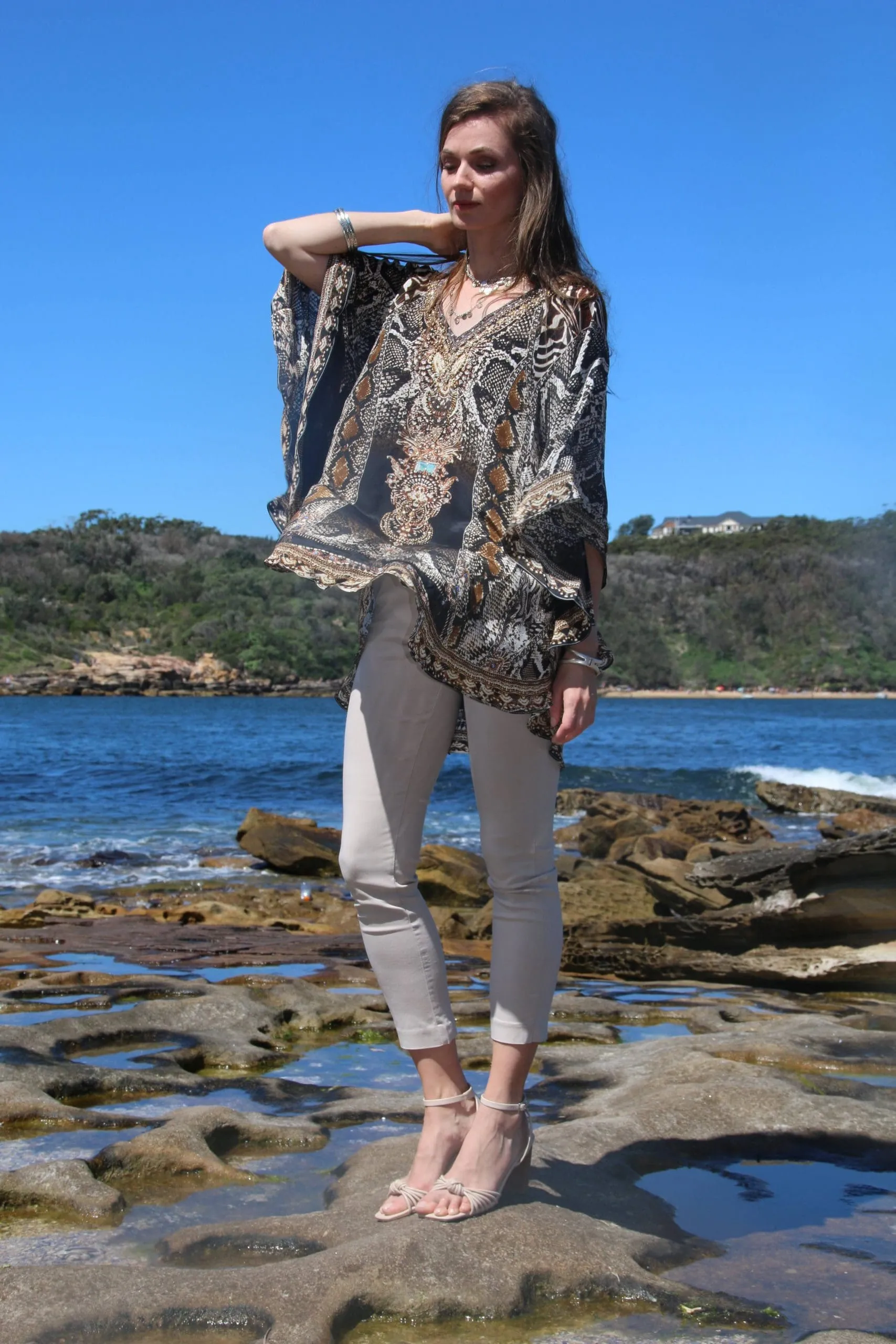 cobra brown butterfly kaftan