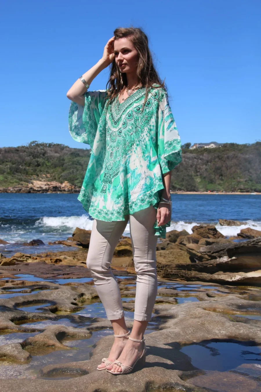 paluma green butterfly kaftan